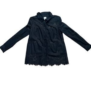 Western Look "CABI" Black Long Sleeve Lace Top SIZE S